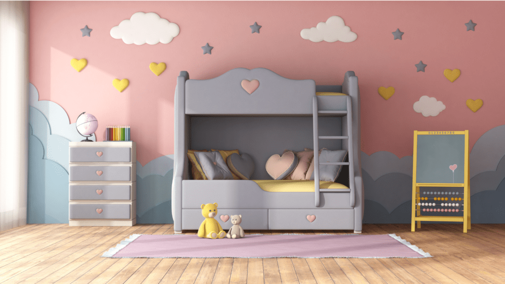 Twin over queen bunk bed with built-in storage drawers 